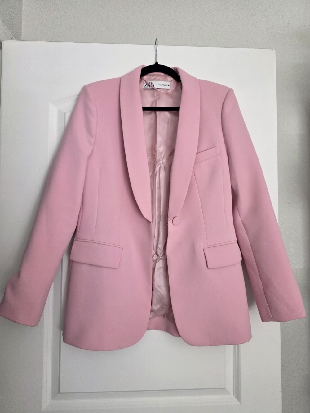 ZARA Light Pink Shawl-Collar Single-Button Blazer - Picture 3 of 6